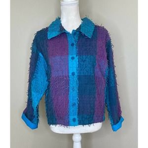 Vintage Silver Stream Plaid Button Up String Shirt